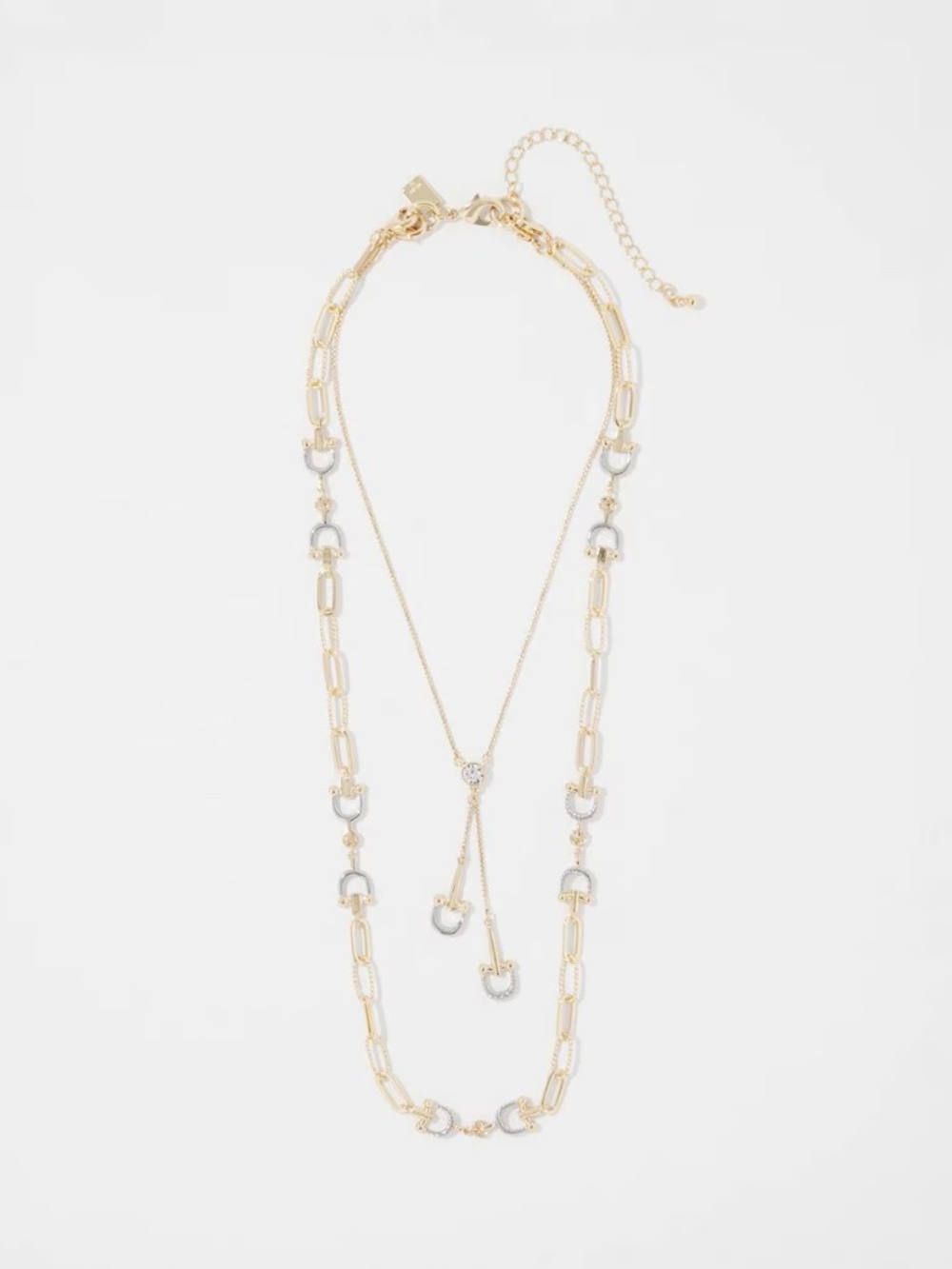 WHBM Horsebit Convertible Necklace 2 Piece Gold and Silver Tone NWT